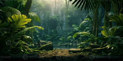 Ai Generated Ai Generative Wild Tropical Jungle Forest Park Tree