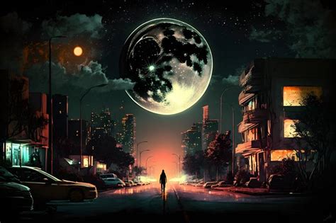 Double Moon, Night city, Digital Manipulation Mixed Media by Atypical ...