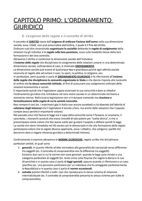 Diritto Privato CAPITOLO PRIMO LORDINAMENTO GIURIDICO 0 Lesigenza