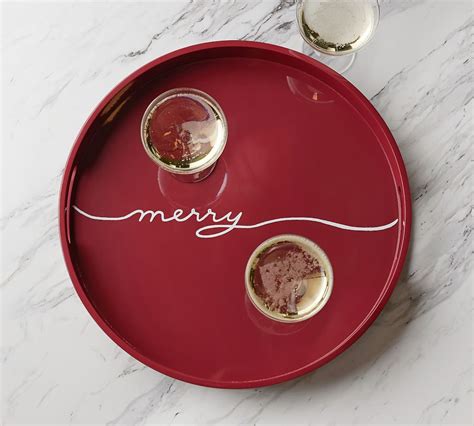 Merry Handcrafted Round Lacquer Serving Tray Pottery Barn