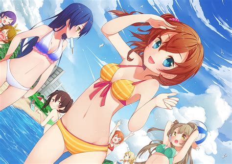 Love Live Anime Female Beach Anime Girls Umi Sonoda Nico Yazawa