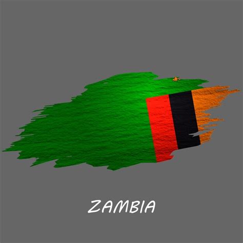 Bandera De Estilo Grunge De Zambia Fondo De Trazo De Pincel Vector