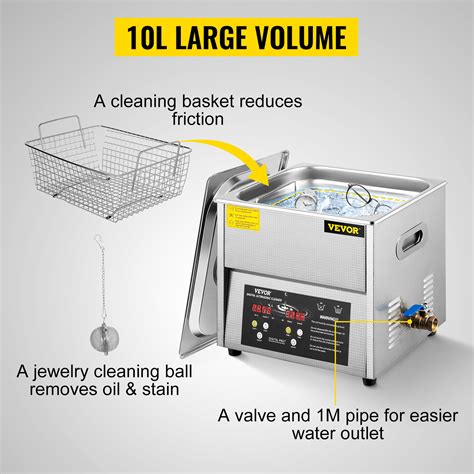 VEVOR Digital Ultrasonic Cleaner 10L Ultrasonic Cleaning Machine 50kHz