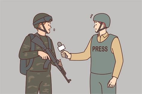 Premium Vector War Journalist Interview Soldier