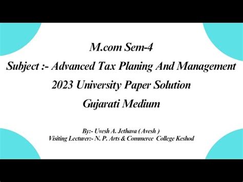 Bknmu M Sem Advanced Tax Planing And Management Paper