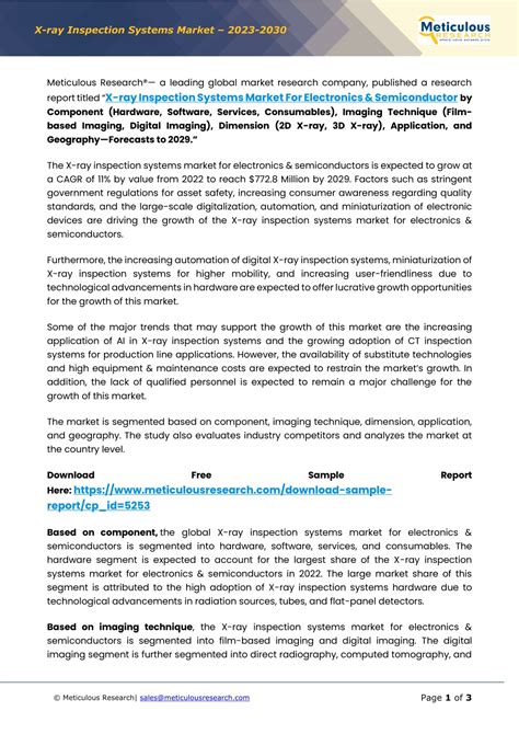 Ppt X Ray Inspection Systems Market For Electronics Semiconductors