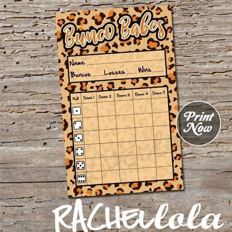 Cheetah Bunco Score Card Score Sheet Bunko Party Scorecard Etsy Bunco Bunco Themes