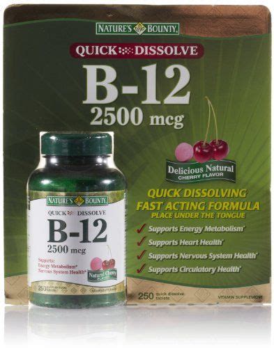 Natures Bounty Vitamin B 12 2500 Mcg 250 Count Vitamins Vitamin B Natures Bounty