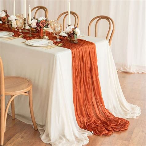 FLORRA TALK 10Ft Gauze Table Runner Burgundy 35 X 120 Inches