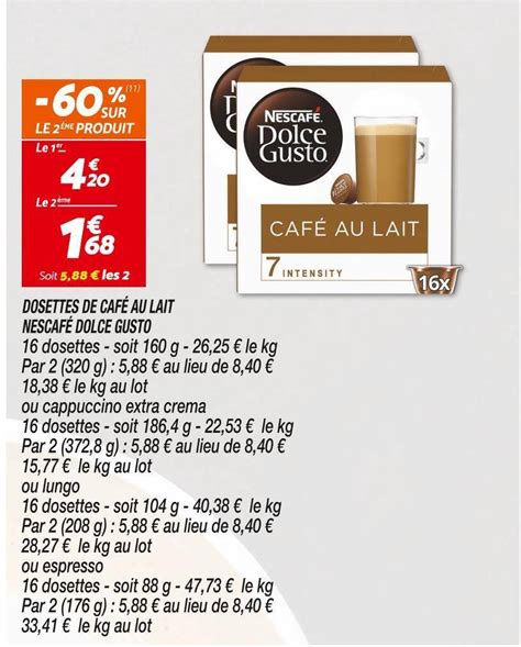 Promo Nescafé dosettes de café au lait dolce gusto chez Netto