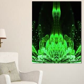 Glossy Bright Green Fractal Flower Large Floral Wall Art Canvas Bed