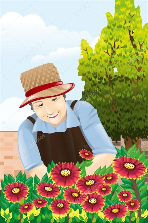 Senior Woman Gardening Stock Vector Image By ©artisticco 39513653