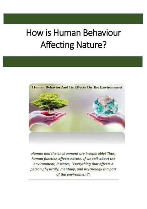 PPT - How is Human Behaviour Affecting Nature PowerPoint Presentation ...