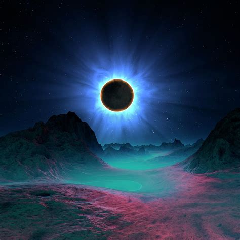 Solar Eclipse In Alien Planetary System Digital Art By Mehau Kulyk