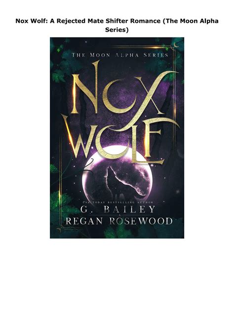 Read Ebook PDF Nox Wolf A Rejected Mate Shifter Romance The Moon