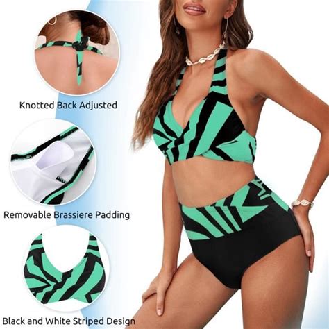 Maillot de Bain Pièces Femme Bikini Taille Haute Sexy Bikini Set Licou Col V Grande Taille