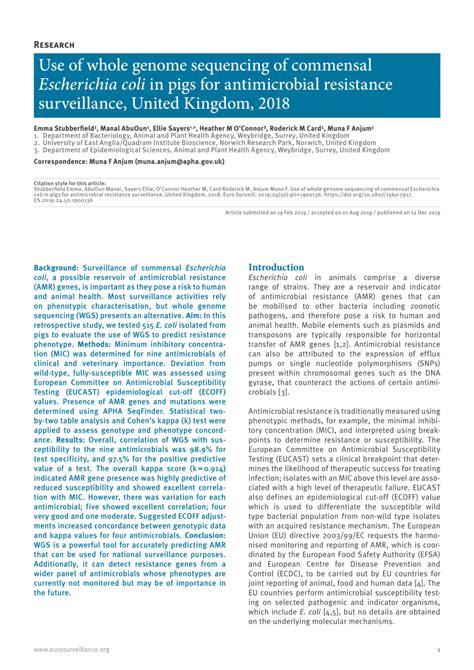(PDF) Use of whole genome sequencing of commensal Escherichia coli in ... 
