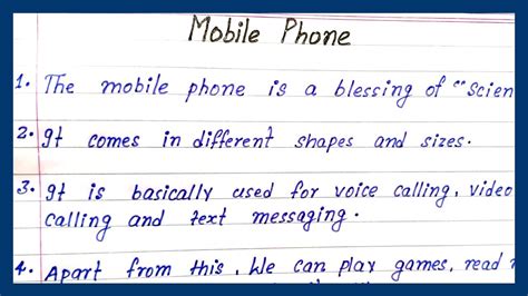 write short  lines essay  mobile phone   write essay