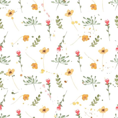 Motif Floral Aquarelle De Fleurs Sauvages Papier Peint De Fleur