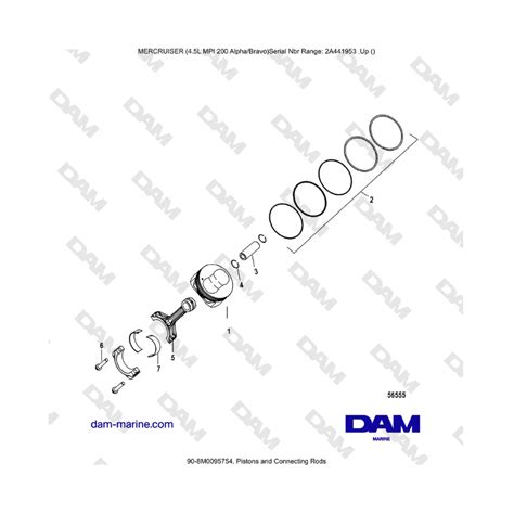 Mercruiser 4 5L MPI Pistons And Connecting Rods DAM Marine