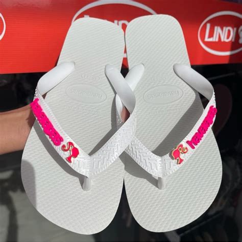 Chinelo Feminino Havaianas Branca Original Personalizada Pingente