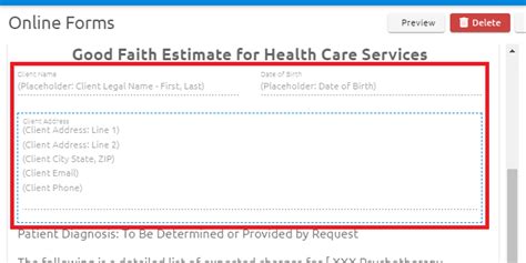 No Surprises Act Printable Good Faith Estimate Form Printable Forms