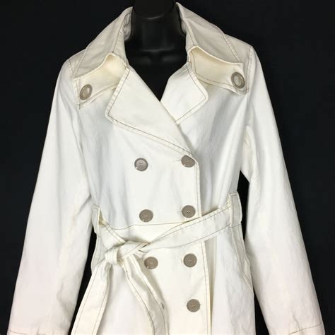 Via Spiga Double Breasted Trench Coat Large Ivory Cot Gem