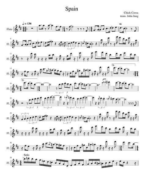 Spain – Chick Corea Sheet music for Flute (Solo) | Musescore.com