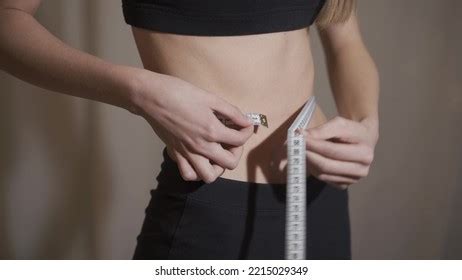 Attractive Woman Naked Stomach Measuring Her Stock Photo Shutterstock