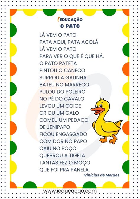 Poema O Pato Para Imprimir