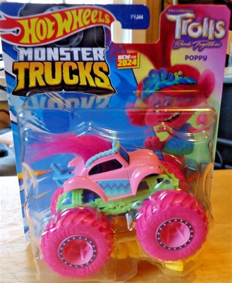 New Hot Wheels Trolls Band Together Poppy Pink Monster Truck Vw Bug