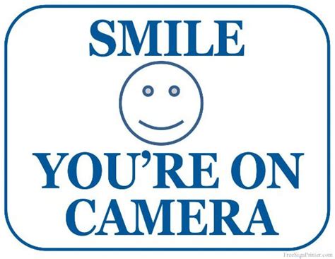 Free Printable Smile Your On Camera Sign | Free Printable - Free - Free Printable Smile Your On ...