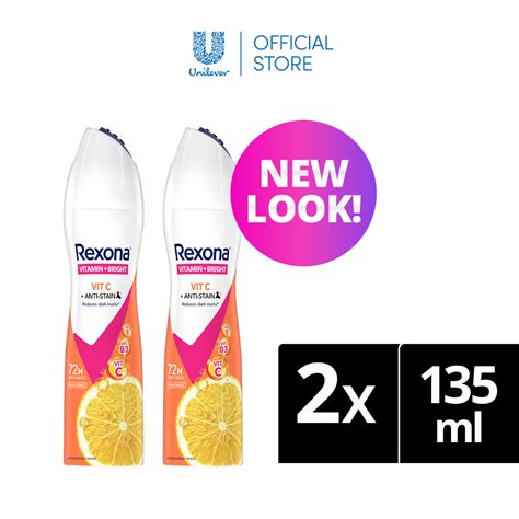 BUNDLE OF 2 Rexona Deodorant Spray Vit C Anti Stain 135ml Shopee