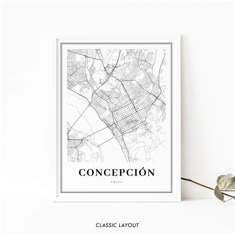 Concepcion Chile Map Print Concepción Map Art Poster María - Etsy