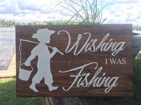 Wishing I Was Fishing Hand Crafted Wood Sign Etsy Hand Painted