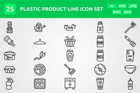 Vector Plastic Product Line Icon Set Graphic By Graphixs Art