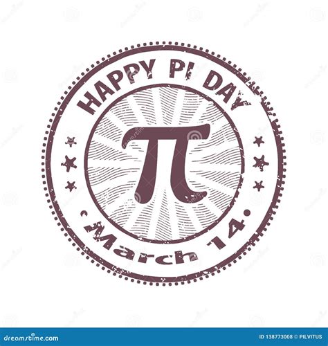 Happy Pi Day Rubber Stamp Isolated On White Background The Design Of