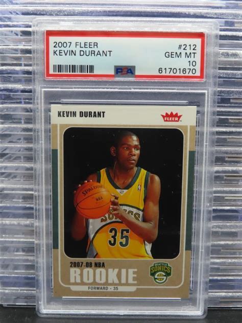 2007 08 Fleer Kevin Durant Rookie RC 212 PSA 10 Seattle Supersonics