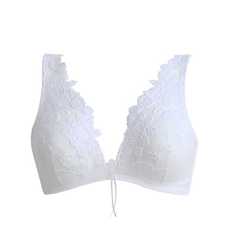 AMBRA Lingerie Bras Bouquet De Fleurs Bralette White 0603 Italian