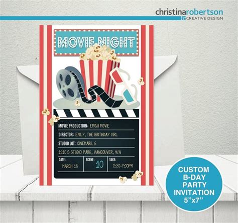 Movie Party Invitation Movie Night Birthday Party Movie Etsy Movie