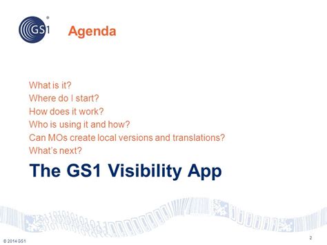 The Gs1 Visibility App Standards Development “university” Monday 6 Th