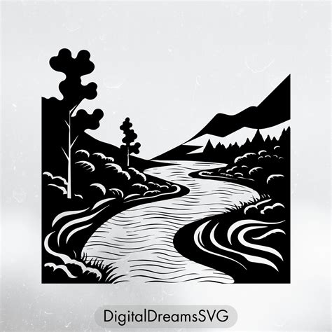 River Clipart Black And White