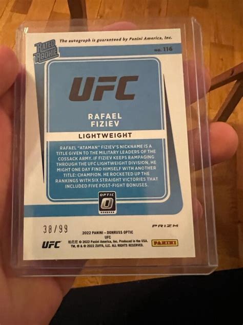 2022 Donruss Optic UFC Rafael Fiziev Holo Prizm Rated Rookie Auto 38 99