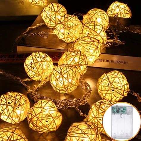 Led Rattan Ball Lichterketten M Led Batteriebetriebene Wasserdicht