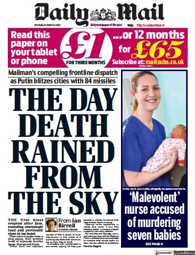 Daily Mail (UK) Front Page for 11 October 2022 | Paperboy Online Newspapers