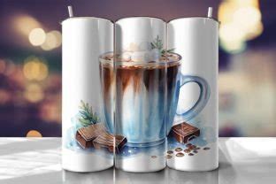 Watercolor Hot Chocolate Tumbler Wrap Graphic By R Ray Design