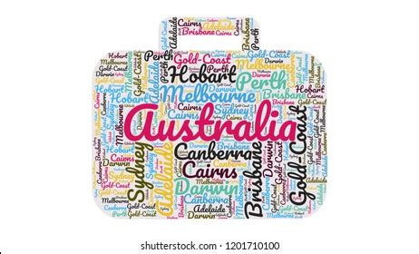 Australia City Related Word Cloud Stock Illustration 1201710100