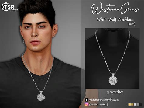 The Sims Resource White Wolf Necklace Male