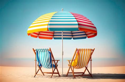 Premium Photo | Beach umbrella with chairs on the sand summer vacation