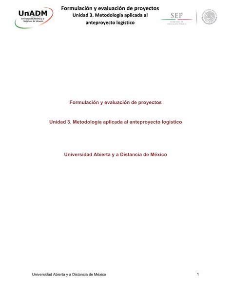 Pdf Formulaci N Y Evaluaci N De Proyectos Unidad Pdf